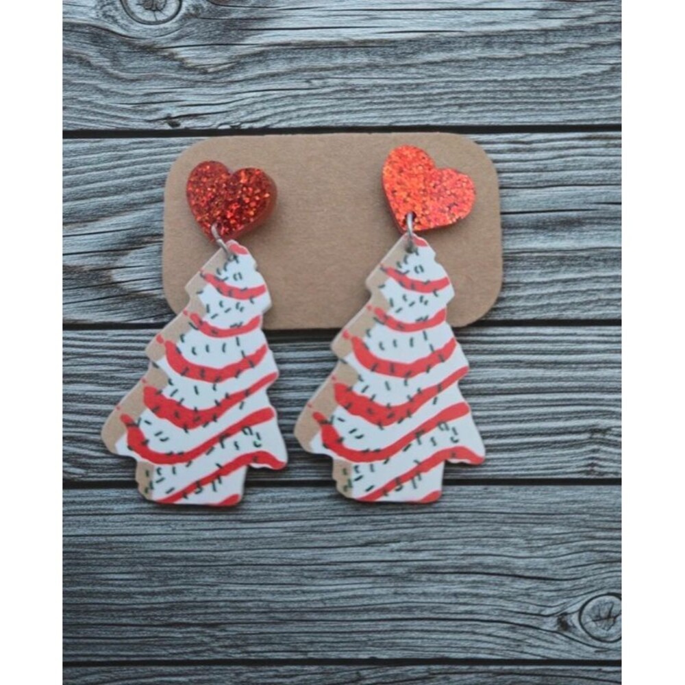 Little Debbie Christmas Tree Cake Earrings Holiday Sparkle